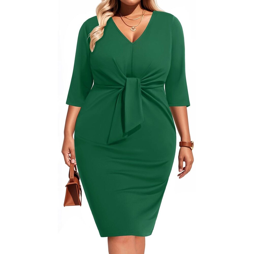 2886 Christmas Dresses Plus Size Emerald Green Holiday Party Cocktail